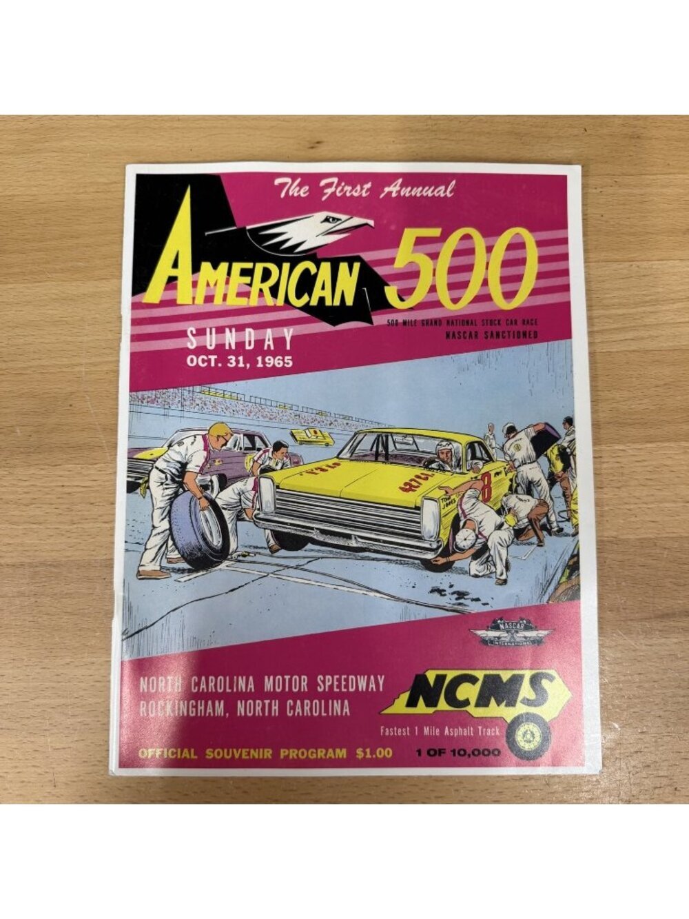 Nascar First Annual American 500 Souvenir Program 1965 Pink
